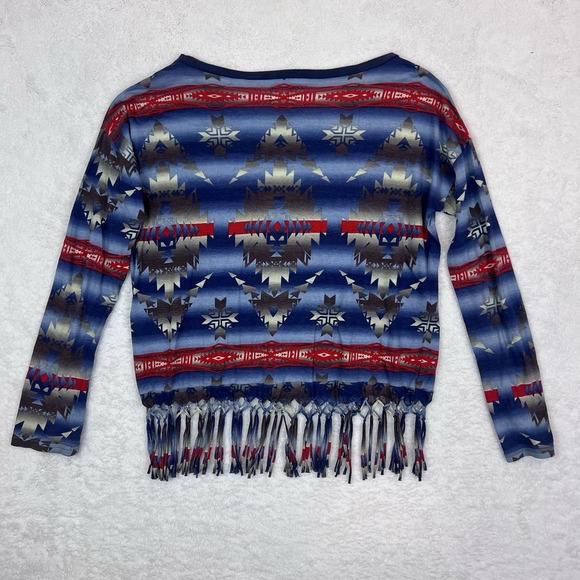 Ralph Lauren Denim & Supply Shirt Women's Petite Small Blue Red‎ Aztec Native - Picture 2 of 9